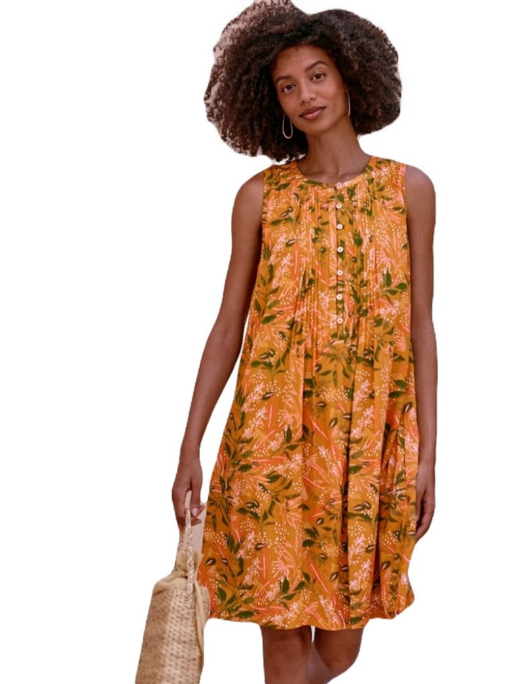 Garnet Hill Livvy Crepe Sundial Floral Sleeveless Dress
